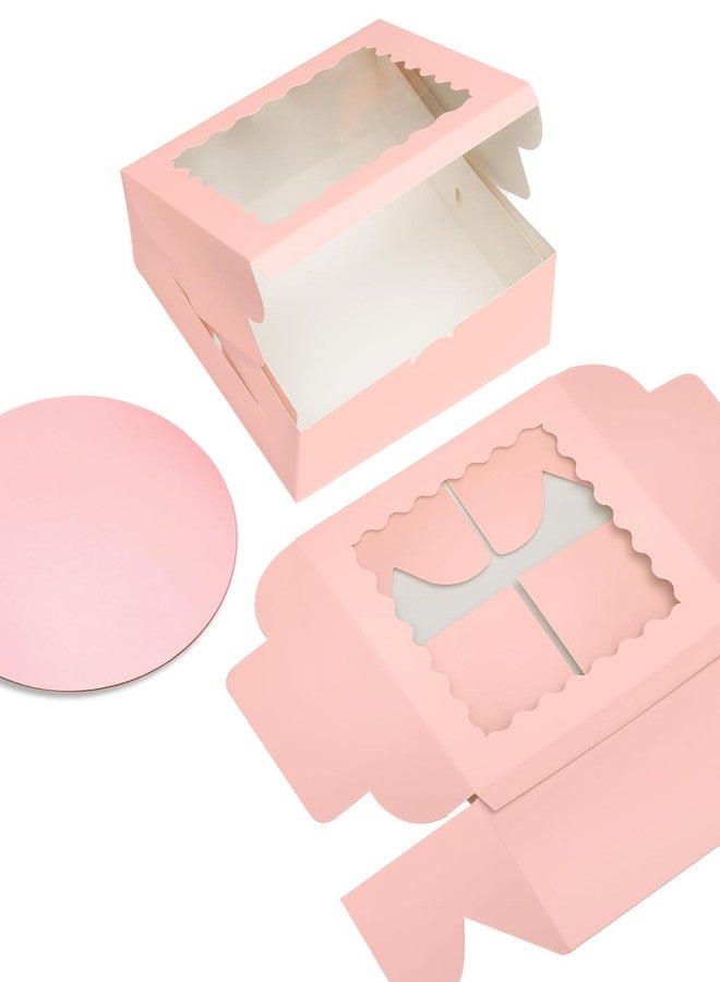 Bakepacker 8x8x5 Inches 18pcs Pink Cake Boxes with Window 18-Packs (18 Boxes +18 Cake Boards Included) - Image 5